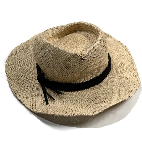 & Other Stories Straw Fedora Hat Sun Beach Travel Lightweight Paper *Hole* - Picture 1 of 11
